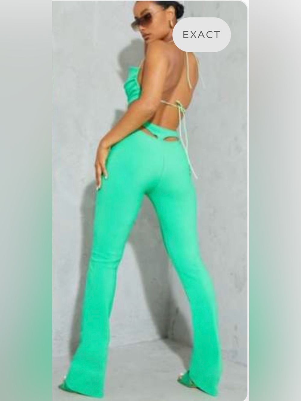PrettyLittleThing Ribbed Lounge CUT OUT BUM DETAIL SKINNY FLARES whale tail pant